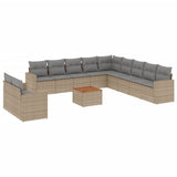 vidaXL 12-Piece Lounge Set with Cushions Poly Rattan Black