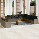 vidaXL 12-Piece Lounge Set with Cushions Poly Rattan Black