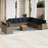 vidaXL 12-piece Lounge Set with Cushions Poly Rattan Grey