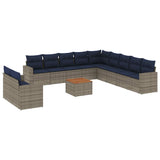 vidaXL 12-piece Lounge Set with Cushions Poly Rattan Grey