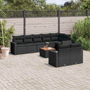vidaXL 9-piece Poly Rattan Lounge Set with Cushions Black