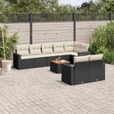 vidaXL 9-piece Poly Rattan Lounge Set with Cushions Black
