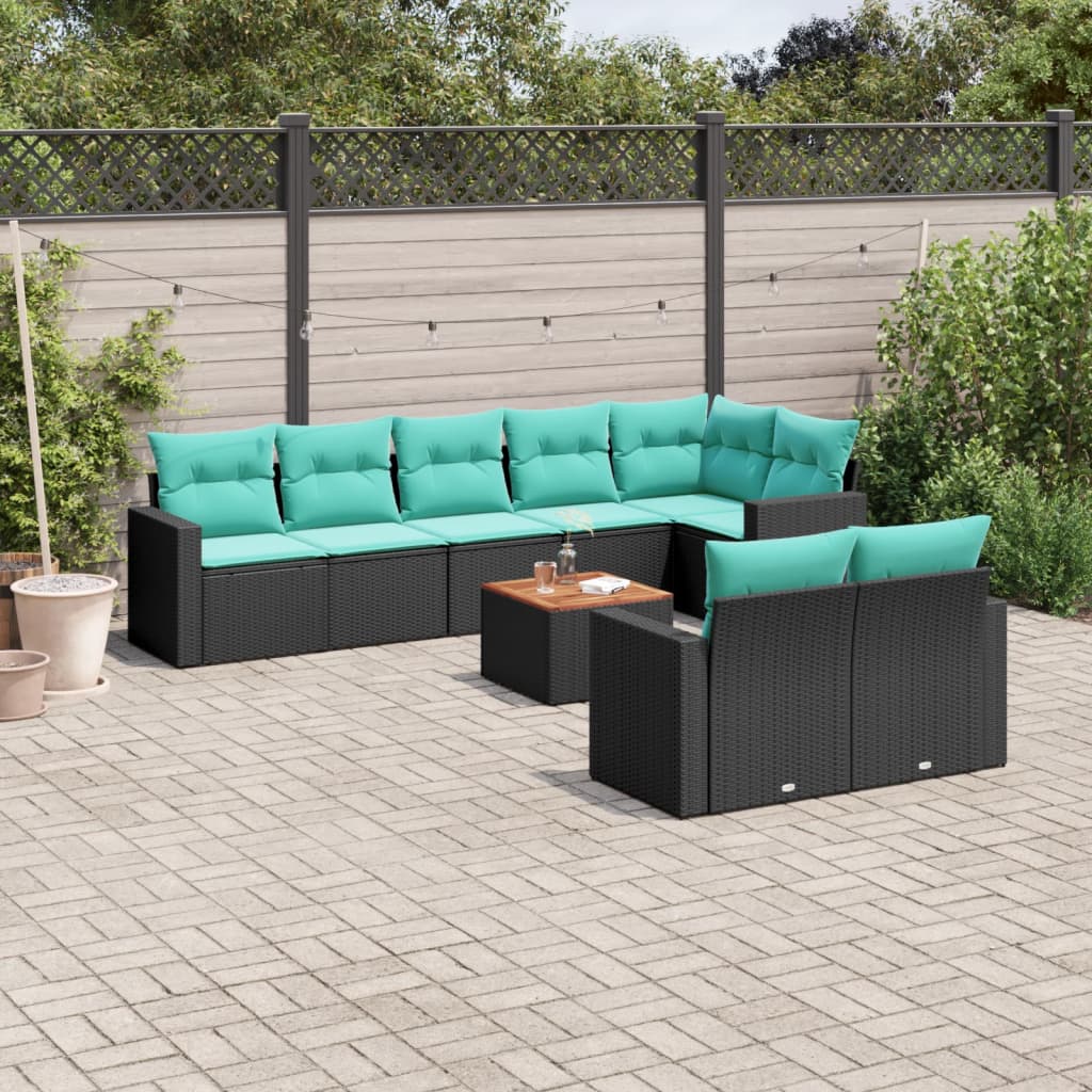 vidaXL 9-delige Loungeset met kussens poly rattan grijs