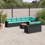 vidaXL 9-delige Loungeset met kussens poly rattan grijs