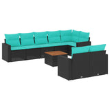 vidaXL 9-delige Loungeset met kussens poly rattan grijs