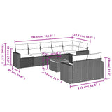 vidaXL 9-piece Poly Rattan Lounge Set with Cushions Black