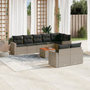 vidaXL 9-piece Poly Rattan Lounge Set with Cushions Black