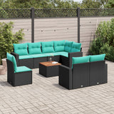 vidaXL 9-delige Loungeset met kussens poly rattan grijs