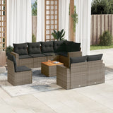 vidaXL 9-piece Poly Rattan Lounge Set with Cushions Black