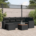 vidaXL 7-Piece Lounge Set with Cushions Poly Rattan Black