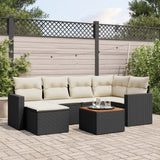 vidaXL 7-Piece Lounge Set with Cushions Poly Rattan Black