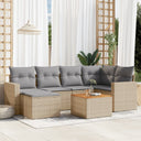vidaXL 7-Piece Lounge Set with Cushions Poly Rattan Black