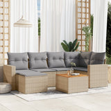 vidaXL 7-Piece Lounge Set with Cushions Poly Rattan Black