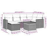 vidaXL 7-Piece Lounge Set with Cushions Poly Rattan Black