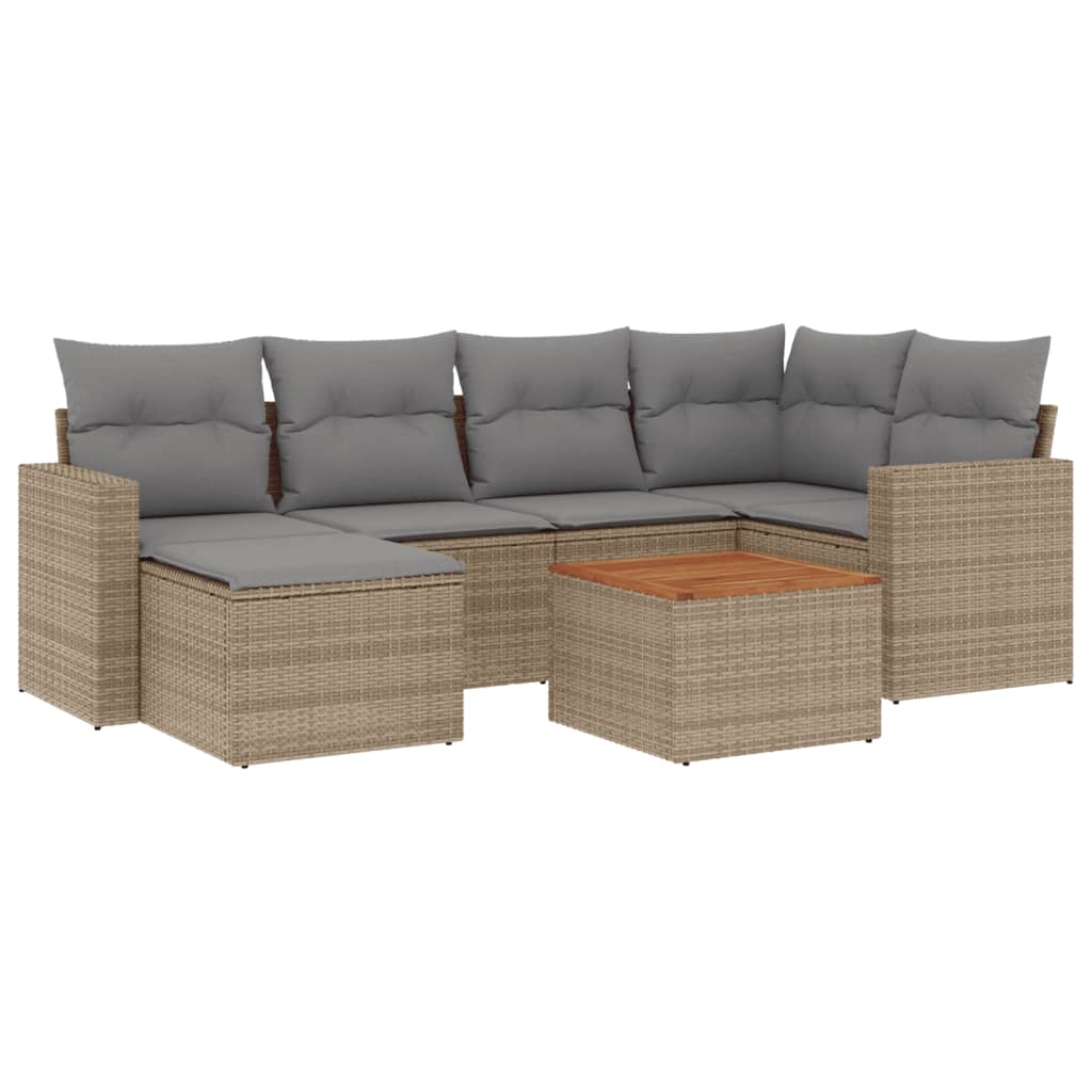 vidaXL 7-Piece Lounge Set with Cushions Poly Rattan Black
