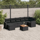 vidaXL 8-Piece Poly Rattan Lounge Set with Cushions Black