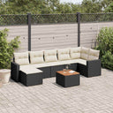 vidaXL 8-Piece Poly Rattan Lounge Set with Cushions Black