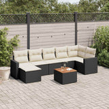 vidaXL 8-Piece Poly Rattan Lounge Set with Cushions Black