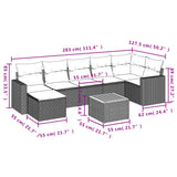 vidaXL 8-Piece Poly Rattan Lounge Set with Cushions Black
