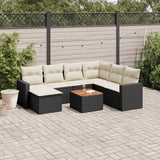 vidaXL 8-Piece Poly Rattan Lounge Set with Cushions Black