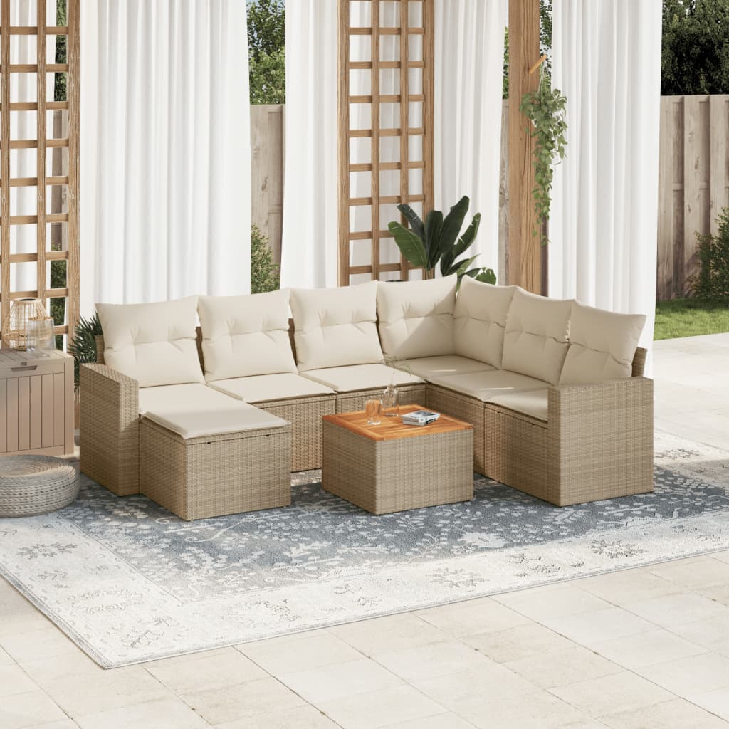 vidaXL 8-Piece Poly Rattan Lounge Set with Cushions Black