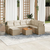 vidaXL 8-Piece Poly Rattan Lounge Set with Cushions Black