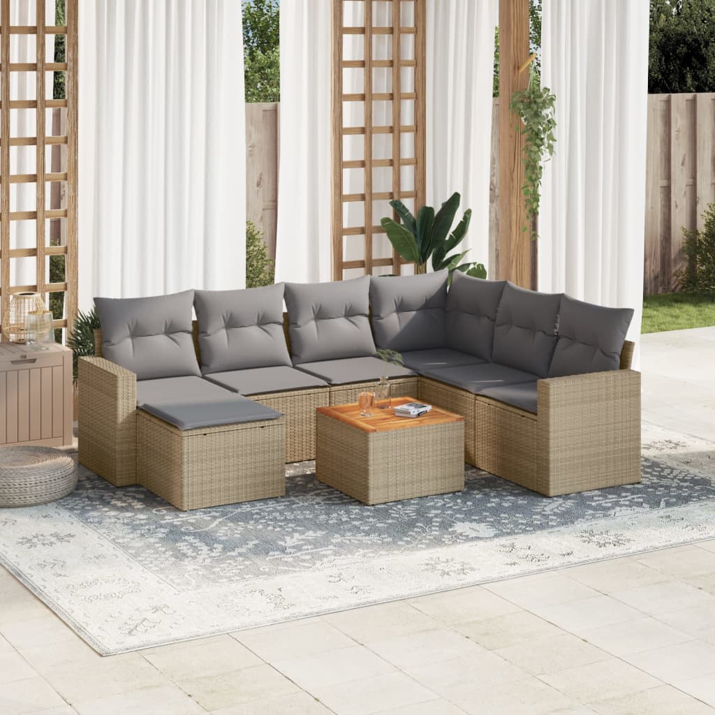 vidaXL 8-Piece Poly Rattan Lounge Set with Cushions Black