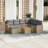 vidaXL 8-Piece Poly Rattan Lounge Set with Cushions Black