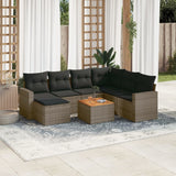 vidaXL 8-Piece Poly Rattan Lounge Set with Cushions Black