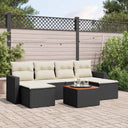 vidaXL 7-delige Loungeset met kussens poly rattan zwart