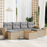vidaXL 7-delige Loungeset met kussens poly rattan zwart