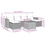 vidaXL 7-delige Loungeset met kussens poly rattan zwart