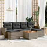 vidaXL 7-delige Loungeset met kussens poly rattan zwart