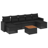 vidaXL 8-Piece Lounge Set with Cushions Poly Rattan Black