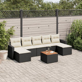 vidaXL 8-Piece Lounge Set with Cushions Poly Rattan Black