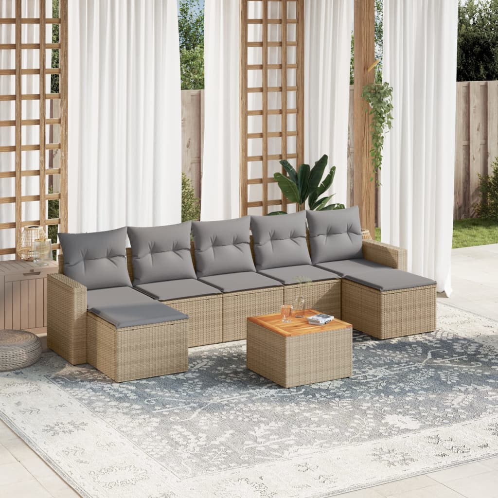 vidaXL 8-Piece Lounge Set with Cushions Poly Rattan Black
