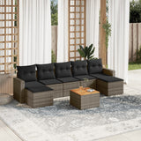 vidaXL 8-Piece Lounge Set with Cushions Poly Rattan Black