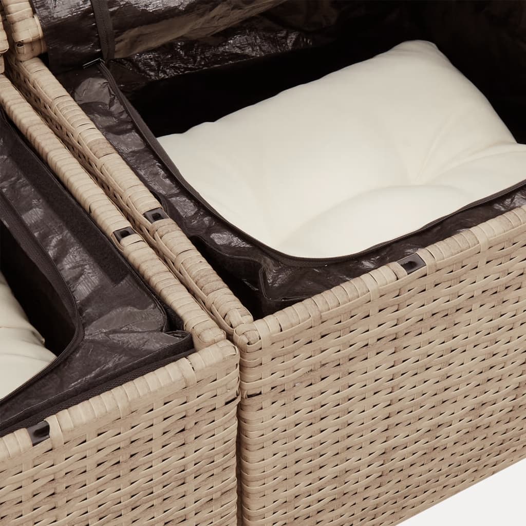 vidaXL 9-delige Loungeset met kussens poly rattan zwart