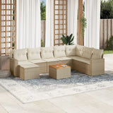 vidaXL 9-delige Loungeset met kussens poly rattan zwart