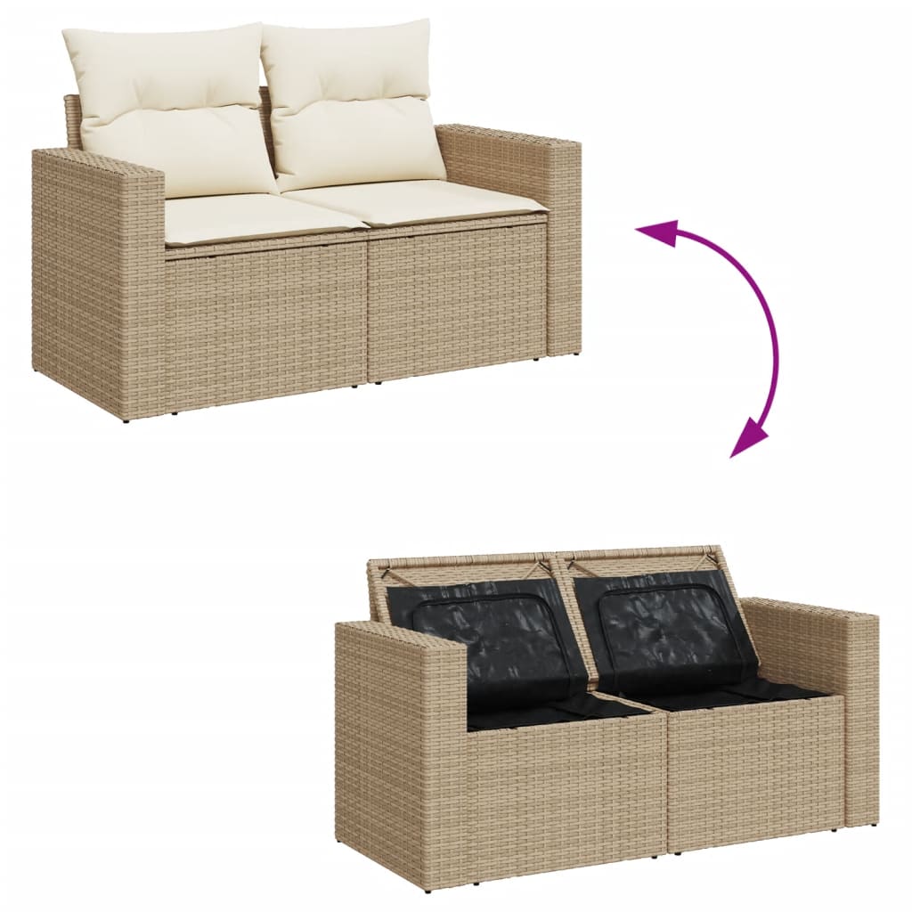 vidaXL 9-delige Loungeset met kussens poly rattan zwart