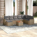 vidaXL 9-delige Loungeset met kussens poly rattan zwart