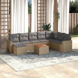 vidaXL 9-delige Loungeset met kussens poly rattan zwart