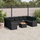 vidaXL 10-Piece Lounge Set with Cushions Poly Rattan Black