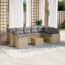 vidaXL 10-Piece Lounge Set with Cushions Poly Rattan Black