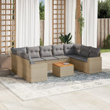 vidaXL 10-Piece Lounge Set with Cushions Poly Rattan Black
