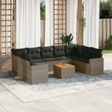 vidaXL 10-Piece Lounge Set with Cushions Poly Rattan Black