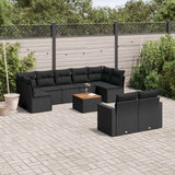 vidaXL 10-Piece Lounge Set with Cushions Poly Rattan Black