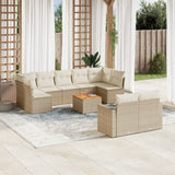 vidaXL 10-Piece Lounge Set with Cushions Poly Rattan Black