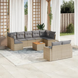 vidaXL 10-Piece Lounge Set with Cushions Poly Rattan Black