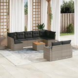 vidaXL 10-Piece Lounge Set with Cushions Poly Rattan Black